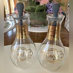 Gold and Clear Oil and Vinegar Dispenser Set